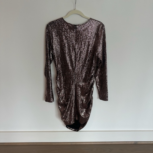 L'AGENCE Sunny Sequin Mini Dress in Black and Brown - Picture 2 of 9